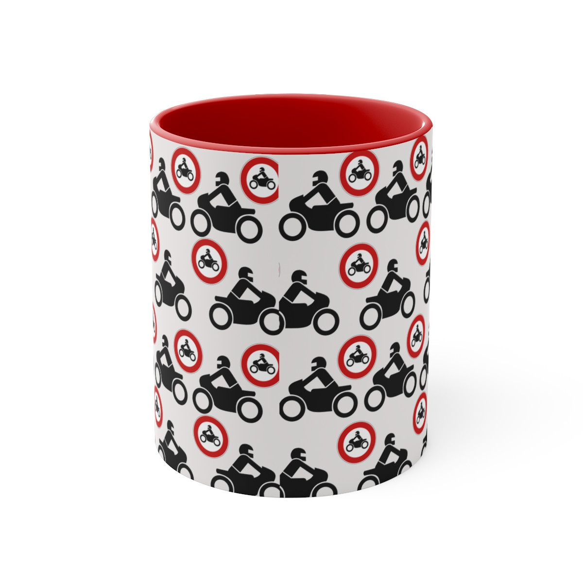 Motorcycle Pattern Coloured Centre  Coffee Mug, 11oz