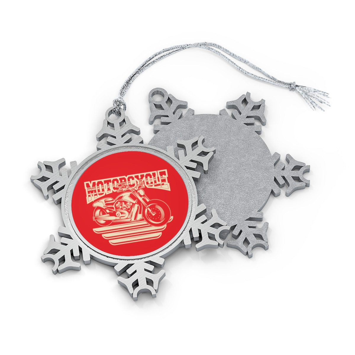 Motorcycle Pewter Snowflake Ornament