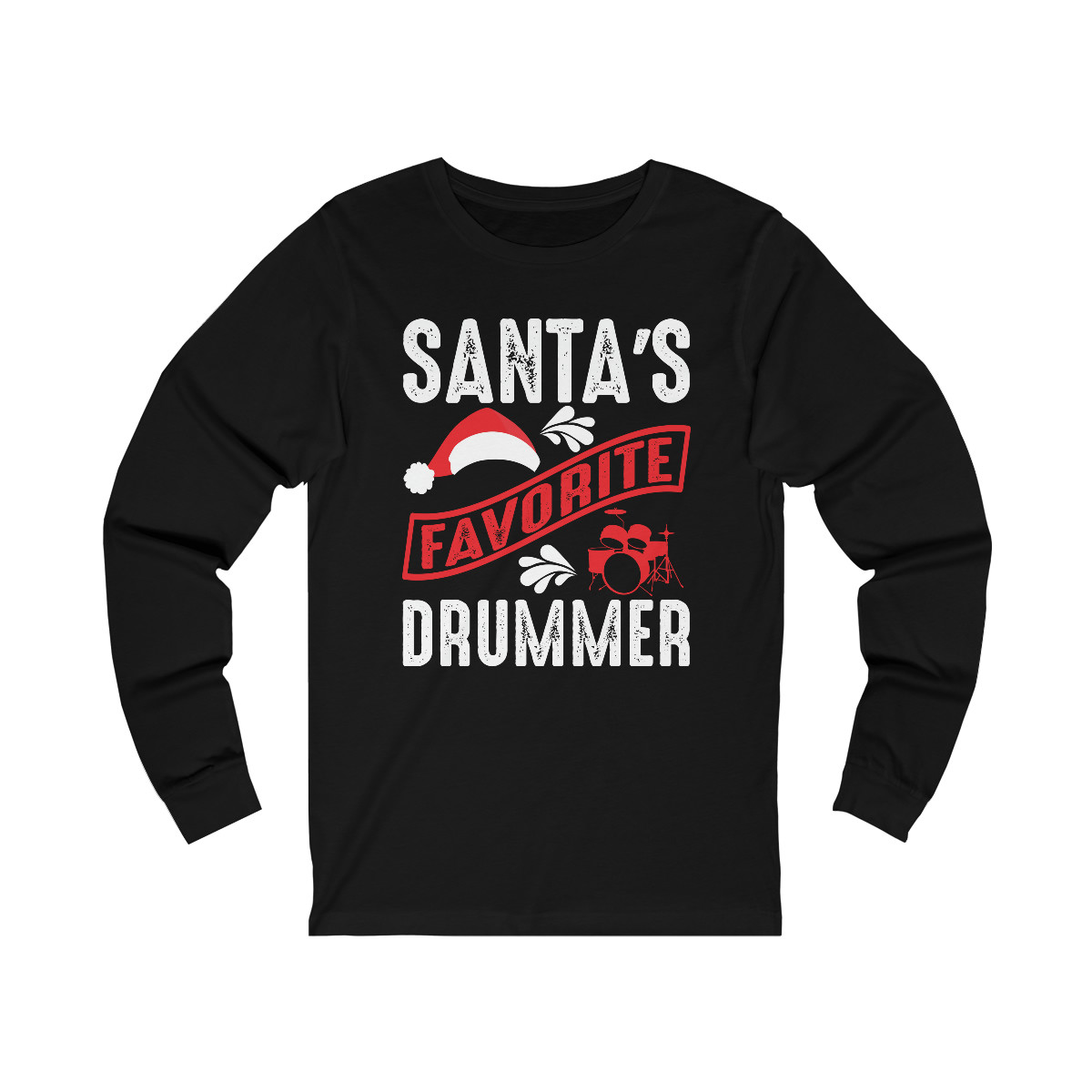 Santa's Favorite Drummer Unisex Jersey Long Sleeve Tee