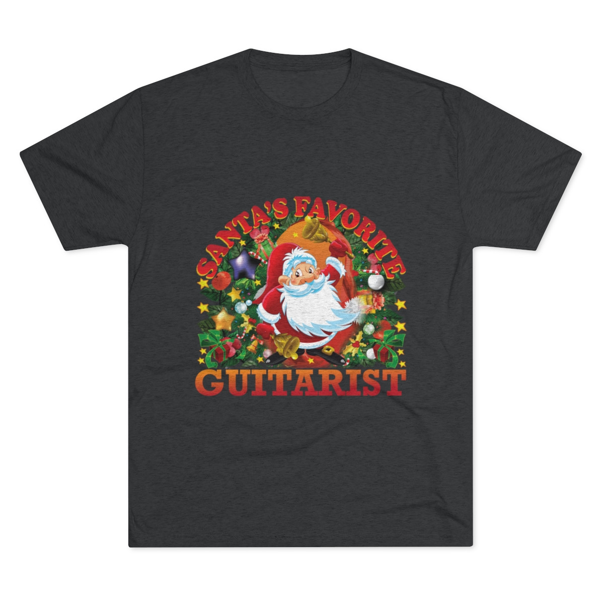 Santa's Favorite Guitarist Unisex Tri-Blend Crew Tee